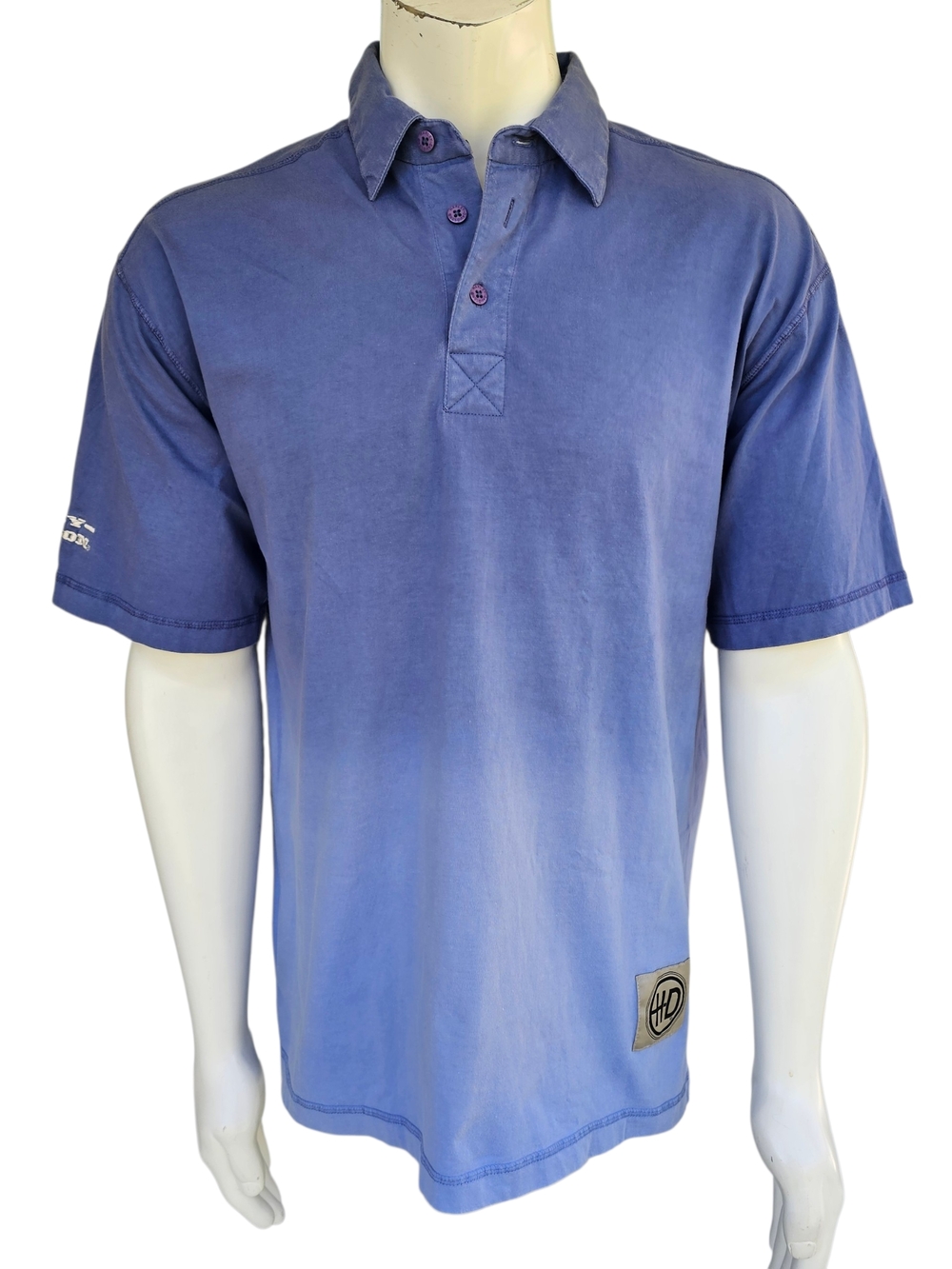 Harley Davidson Polo Shirt Mens M Blue Short Sleeve Logo Casual Cotton